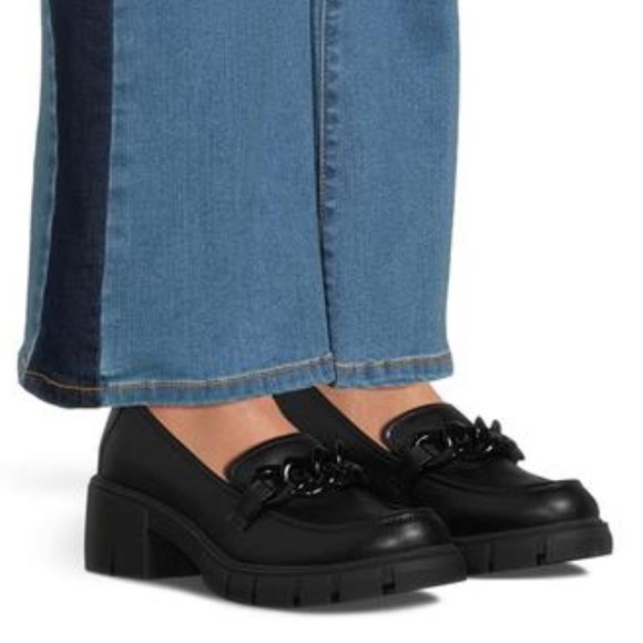 Black Lug Sole Loafers with Chain Accent - Women's - Picture 6 of 6